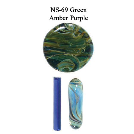 Green Amber Purple Glass Rod & Glass Frit (NS-69)